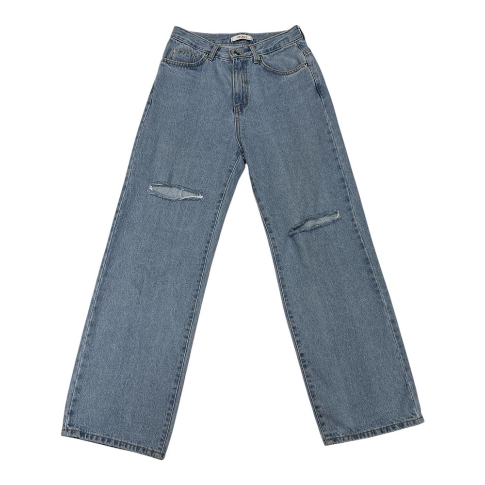 Helmut Lang Jeans Womens Straight Leg Button Fly Distressed High Rise Size:Small